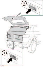 1. Press to open the powered tailgate.