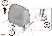 1. Move the head restraint up or down to the