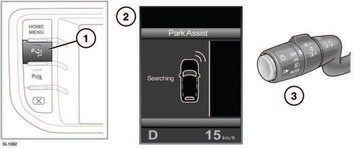 1. To activate, press the Park Assist button