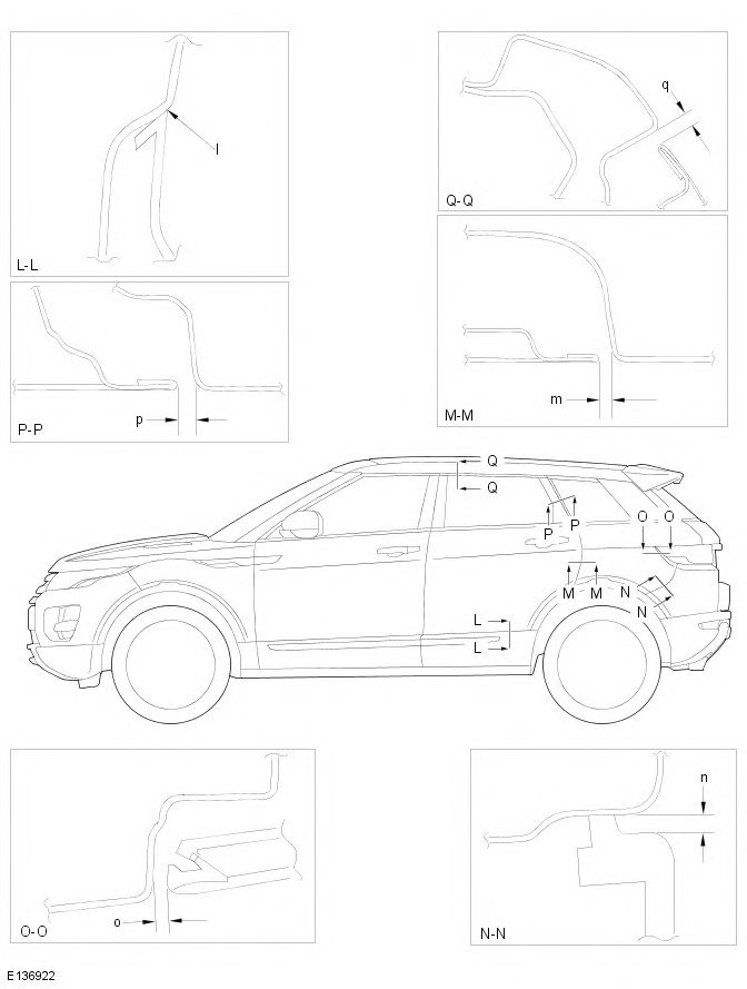Range Rover Evoque. Body Repairs - Vehicle Specific Information and Tolerance Checks
