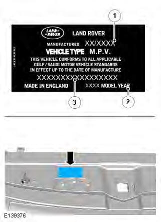Range Rover Evoque. VIN label - Gulf markets