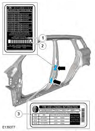 Range Rover Evoque. Certification/Tire data label - NAS only