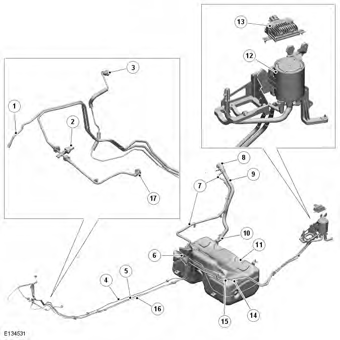 Range Rover Evoque. Fuel Tank and Lines - GTDi 2.0L Petrol