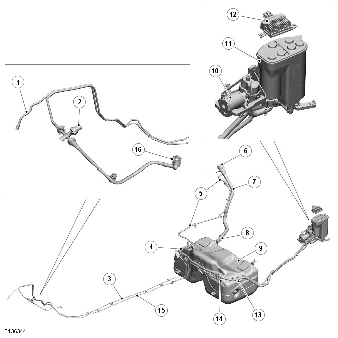 Range Rover Evoque. Fuel Tank and Lines - GTDi 2.0L Petrol